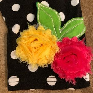 Zara 2T cropped pants b&w polka dot with flowers